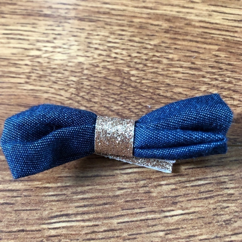 denim hair bow clip
